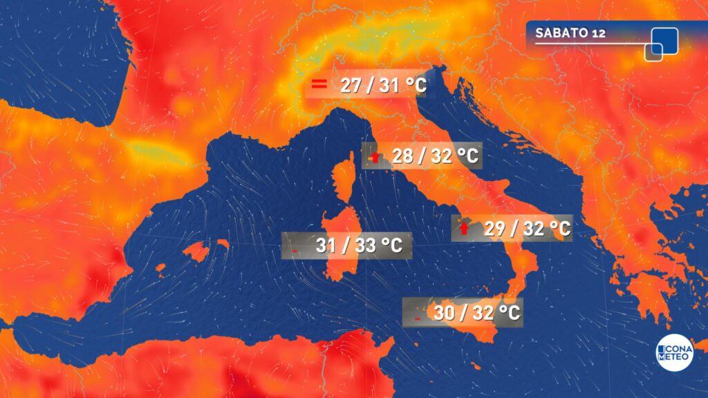 temperature sabato 12/07/25