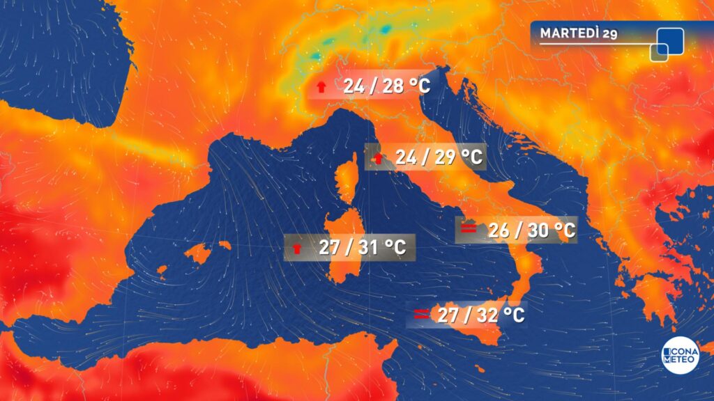 previsioni meteo italia oggi 29 luglio