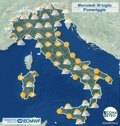 previsioni meteo italia oggi 30 luglio