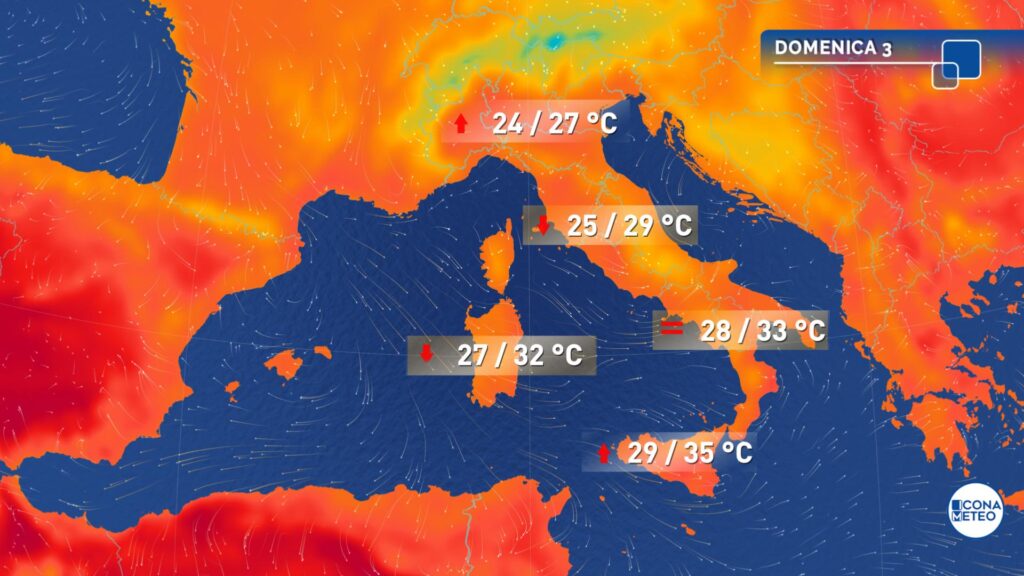 previsioni meteo domenica 3 agosto oggi italia
