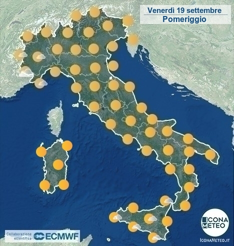 previsioni meteo oggi 19 settembre